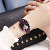 Square Women Wrist Watches Starry Sky Female Clock Magnetic Ladies Quartz Watches Elegant Women Bracelet Watch Montre Femme 2019