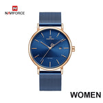 NAVIFORCE Quarts Watch Women Luxury Brand Stainless Steel Mesh Strap Wristwatch Female Fashion Reloj Mujer 2019 Bracelet Gifts