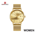 NAVIFORCE Quarts Watch Women Luxury Brand Stainless Steel Mesh Strap Wristwatch Female Fashion Reloj Mujer 2019 Bracelet Gifts