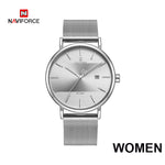 NAVIFORCE Quarts Watch Women Luxury Brand Stainless Steel Mesh Strap Wristwatch Female Fashion Reloj Mujer 2019 Bracelet Gifts