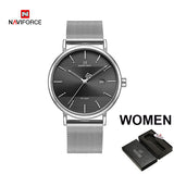 NAVIFORCE Quarts Watch Women Luxury Brand Stainless Steel Mesh Strap Wristwatch Female Fashion Reloj Mujer 2019 Bracelet Gifts