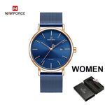 NAVIFORCE Quarts Watch Women Luxury Brand Stainless Steel Mesh Strap Wristwatch Female Fashion Reloj Mujer 2019 Bracelet Gifts