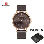 NAVIFORCE Quarts Watch Women Luxury Brand Stainless Steel Mesh Strap Wristwatch Female Fashion Reloj Mujer 2019 Bracelet Gifts