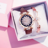 2019 Women Watches Bracelet set Starry Sky Ladies Bracelet Watch Casual Leather Quartz Wristwatch Clock Relogio Feminino