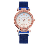 Luxury Starry Sky Women Watches Rose Gold Bracelet Magnetic Mesh Band Rhinestones Quartz Wristwatch Ladies Female Diamond Watch