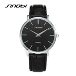 Sinobi Super Slim Design Leather Men Woman Best Quartz Wrist Watch Brand Luxury Clock Quartz-watch Wristwatch relogio masculino