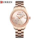 CURREN New Fashion Watch Women's Rhinestone Quartz Wristwatch Ladies Dress Female Clock relogio feminino Rose Gold reloj mujer