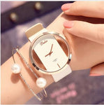 Runerr Women Bracelet Watch Leather Crystal Wrist Watch Women Dress Ladies Quartz Watches relogio feminino Dropshiping zegarki d